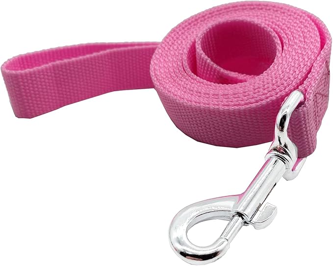 Nylon Dog Training Leash, Traction Rope, 4Ft /5 Foot /6 Feet Long, 5/8 inch 3/4 Inch 1 Inch Wide, for Small and Medium Dogs (1'' x 7 FT, Pink) TAIDA