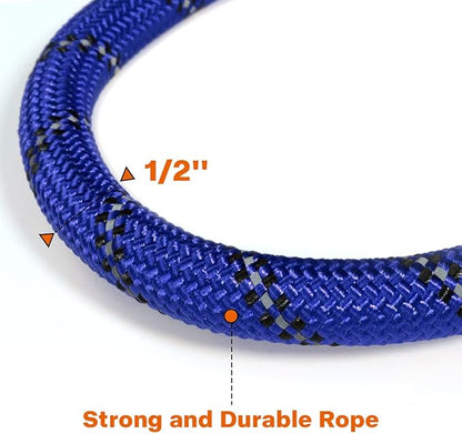 Taglory Rope Dog Leash 6 FT with Comfortable Padded Handle, Highly Reflective Threads Leash for Medium Large Dogs, 1/2 inch, Navyblue Taglory