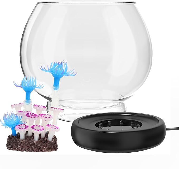 hygger 0.5 Gallon/1 Gallon Glass Fish Bowl with LED Light and Decor, Small Round Betta Fish Tank Goldfish Bowl, Round Clear Unbreakable Aquarium/Vase/Hydroponic Plant Terrarium, Nice Centerpieces hygger