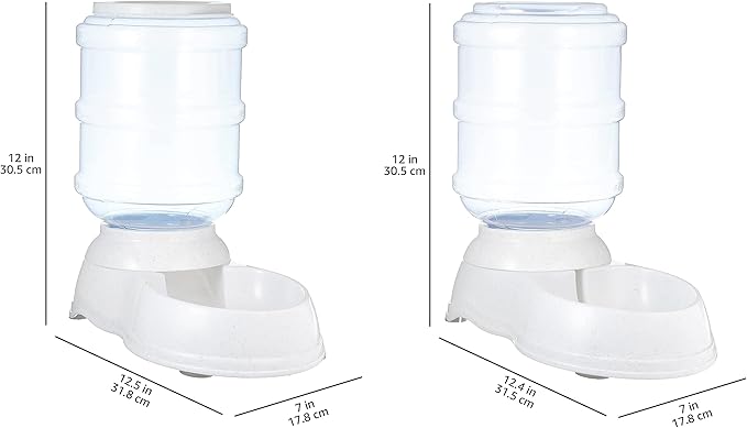 Amazon Basics Automatic Dog Cat Water Dispenser Gravity Feeder Set, Small, 6-Pound Food Capacity, 1-Gallon, Gray - PAWPICO