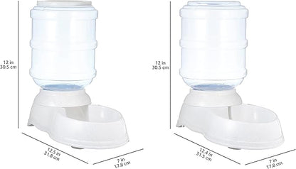 Amazon Basics Automatic Dog Cat Water Dispenser Gravity Feeder Set, Small, 6-Pound Food Capacity, 1-Gallon, Gray - PAWPICO