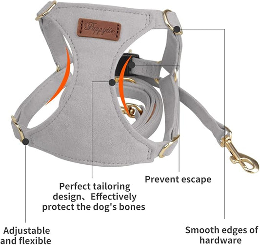 Puppytie No Pull Dog Harness with Multifunction Dog Leash,Soft Adjustable No Choke Escape Proof Pet Harness Vest for Medium Dogs or Large Dogs,Silver Grey,M Puppytie