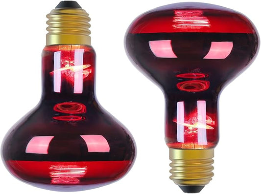 Infrared Heat lamp Basking Spot Light Bulb，LEDESIGN 75 Watt Red Heat Lamp Bulbs for Reptiles and Amphibian Use, 2 Packs (Red) LEDESIGN
