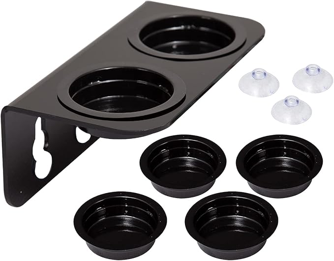 REPTI ZOO Reptile Water Bowl Double Grid Gecko Food Dish Feeder Detachable Suction Cup Reptile Feeding Dish Feeder with 6 Pcs Cups Dish Bowls for Pet Food and Water Feeding REPTIZOO