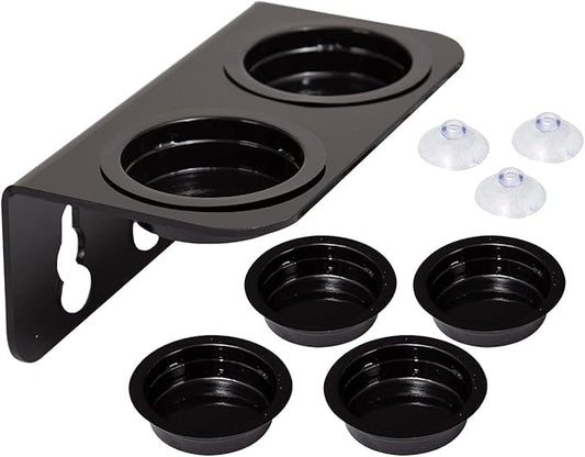 REPTI ZOO Reptile Water Bowl Double Grid Gecko Food Dish Feeder Detachable Suction Cup Reptile Feeding Dish Feeder with 6 Pcs Cups Dish Bowls for Pet Food and Water Feeding REPTIZOO