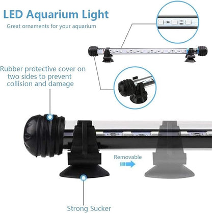 LED Aquarium Light, 7-44 Inch Waterproof Fish Light White with Blue, RGB Underwater Lamp Submersible LED Light for Fish Tank VARMHUS