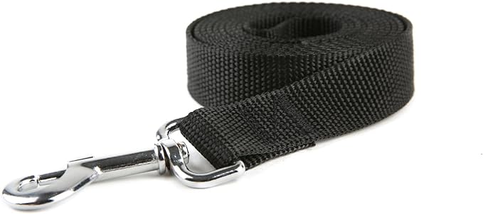 Nylon Dog Training Leash, Traction Rope, 4Ft /5 Foot /6 Feet Long, 5/8 inch 3/4 Inch 1 Inch Wide, for Small and Medium Dogs (1'' x 12 FT, Black) - PAWPICO