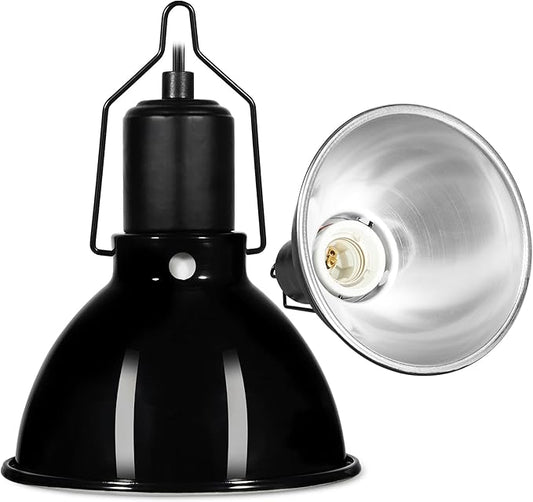 5.5inch Shallow Dome Reptile Light Fixture Reptile Heat Lamp Terrarium Reptile UVB Light Fixture for Bearded Dragon, Lizard, Hermit Crab, Turtle Tank and Vivarium（Max 100W） DXOPHIEX