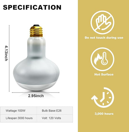 MIXJOY 100W Reptile Heat Lamp Bulb, 2Pack Reptile Basking Spot Light, Upgraded Intense Heat Basking Bulb, UVA Daylight Heat Lamp Bulbs for Reptiles, Bearded Dragon, Lizard, Tortoise, Chicken MIXJOY