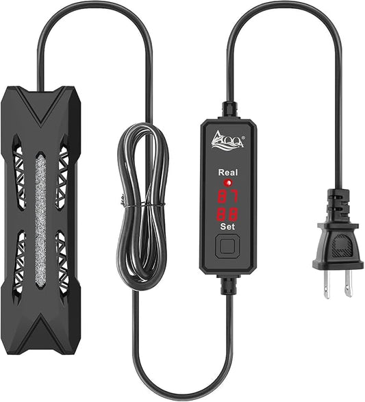 AQQA Small Aquarium Heater,Submersible Fish Tank Heater Adjustable Temperature,Mini Short Dual-use Fish Heater with LED Digital Display Thermostat,Saltwater Freshwater 250W AQQA