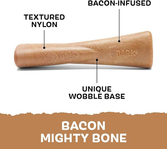 Barkbox Super Chewer Tough Dog Chew Toys for Aggressive Chewers, Dental Stimulating (Bacon Bone - Small) - PAWPICO