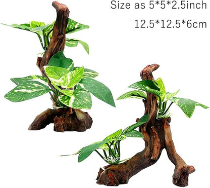 Smoothedo-Pets Fish Tank Decor Aquarium Decorations 5inch Mini Tree Ornaments Betta Silk Leaf pad Hammock Artifical Driftwood Cave Goldfish Bowl Accessories (Type-F) EnvironmentFriendlyArtificialPlasticPlantAquariumDecoration