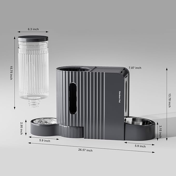 Gardner Pet Automatic Gravity Cat Food Feeder and Water Dispenser Stainless Steel Two-in-One Set Large Capacity Dispenser for Medium, Large Dogs, Puppies, Kittens, Rabbits-(1.6 Gallons x 2) - PAWPICO