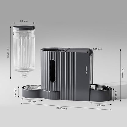 Gardner Pet Automatic Gravity Cat Food Feeder and Water Dispenser Stainless Steel Two-in-One Set Large Capacity Dispenser for Medium, Large Dogs, Puppies, Kittens, Rabbits-(1.6 Gallons x 2) - PAWPICO