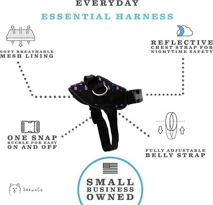 ShawnCo Essential Dog Harness, No-Pull Pet Vest with 3 Leash Clips, No Choke, Reflective, Adjustable and Padded, for Easy Walking and Training for Small, Medium and Large Dogs (USA Flag,XL) SHAWNCO