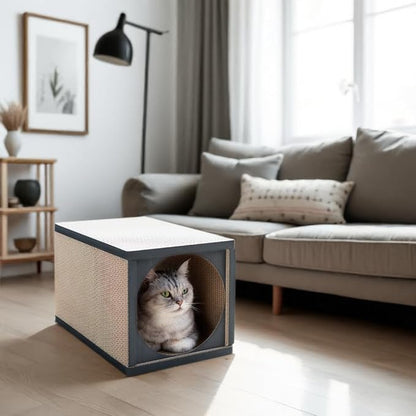Cat Scratcher Tunnel, cardboard cat house, scratching post for Indoor cats, 360 degree comfort, durable design, odor-free, easy assembly, perfect for playful kittens and adult cats, blackwood - PAWPICO
