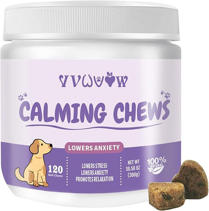 Dog Calming Chews with Melatonin - 120PCS Anxiety Relief Treats for Dogs, Calming Chews for Dogs, Promote Relaxation, Reduce Stress, Sleep Aid for Dogs,Natural Ingredients Calming Treats for Dogs VVWVVW