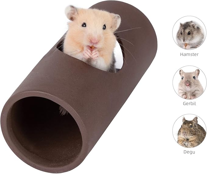 Niteangel Ceramic Hamster Tunnel & Tubes Hideout: for Dwarf Robo Syrian Hamsters Mice Rats or Other Small Animals (Tunnel - Small) Niteangel