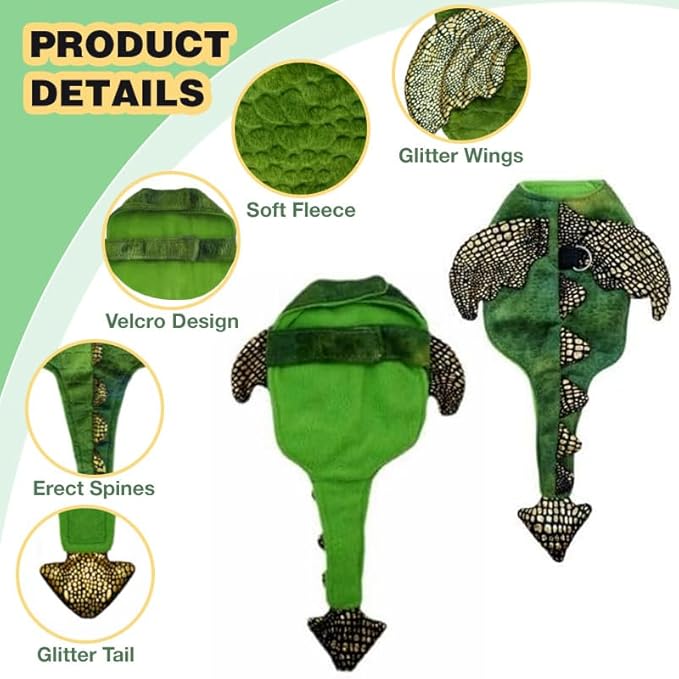 Rabbit Harness Leash Set, Halloween Rabbit Costume Adjustable Small Animal Dinosaur Leash Harness for Rabbits (Large HOKABLE