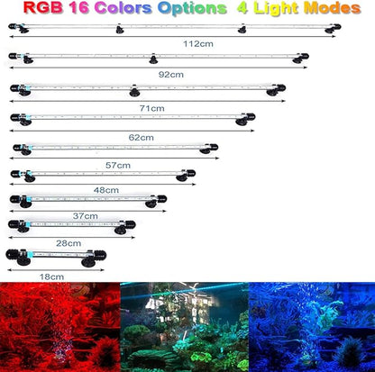 LED Aquarium Light, 7-44 Inch Waterproof Fish Light White with Blue, RGB Underwater Lamp Submersible LED Light for Fish Tank VARMHUS