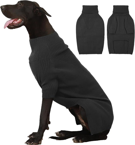 IECOii Extra-Large Dog Sweater 5XL,Christmas Dog Sweaters for Extra Large Dogs Girl Boy,Turtleneck Knitted Knitwear Easy On Doggie Sweatshirt Dog Sweater for Doberman,Great Dane(Grey,XXXXXL) - PAWPICO