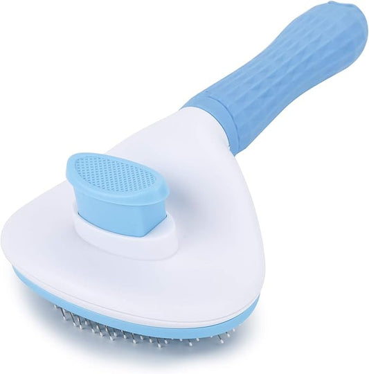 Depets Self Cleaning Slicker Brush, Dog Cat Bunny Pet Grooming Shedding Brush - Easy to Remove Loose Undercoat, Pet Massaging Tool Suitable for Pets with Long or Short Hair - PAWPICO