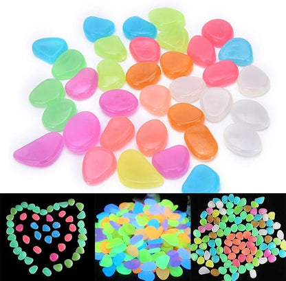 Oubest Glow in The Dark Pebbles/Glow Stones/Glowing Rocks Blue Decor for Garden/Fish Tank/Aquarium/Walkway/Driveway/Plant Pots/Bonsai (500, Multi-Colored) Outbest