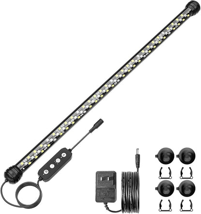 Led Aquarium Light with Timer, Submersible Aquarium Plant Light, Fish Tank Light with Auto On/Off, 3 Lighting Modes, Adjustable Brightness (18.9 in for 20-35inch Planted Tank), 10W SEAOURA