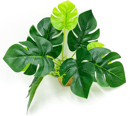 Smoothedo-Pets Aquarium Plants Fish Tank Decorations 6inch Plastic Artificial Plant Goldfish Waterscape Betta Fish Hides/Rest(Rainforest Leaf-Monstera) EnvironmentFriendlyArtificialPlasticPlantAquariumDecoration