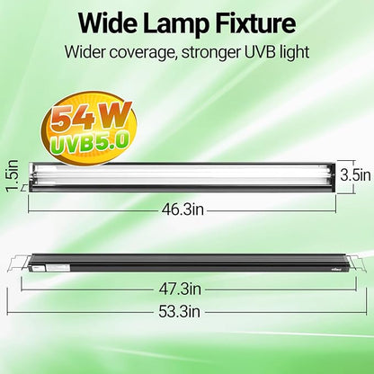 Oiibo T5 HO Reptile Light Fixture UVB Lighting Combo Kit, Reptiles Terrarium Lamp Hood Light Fixture Include UVB 5.0 Rainforest Reptile Light for Chameleon Arboreal Geckos Lizard (54W) OIIBO