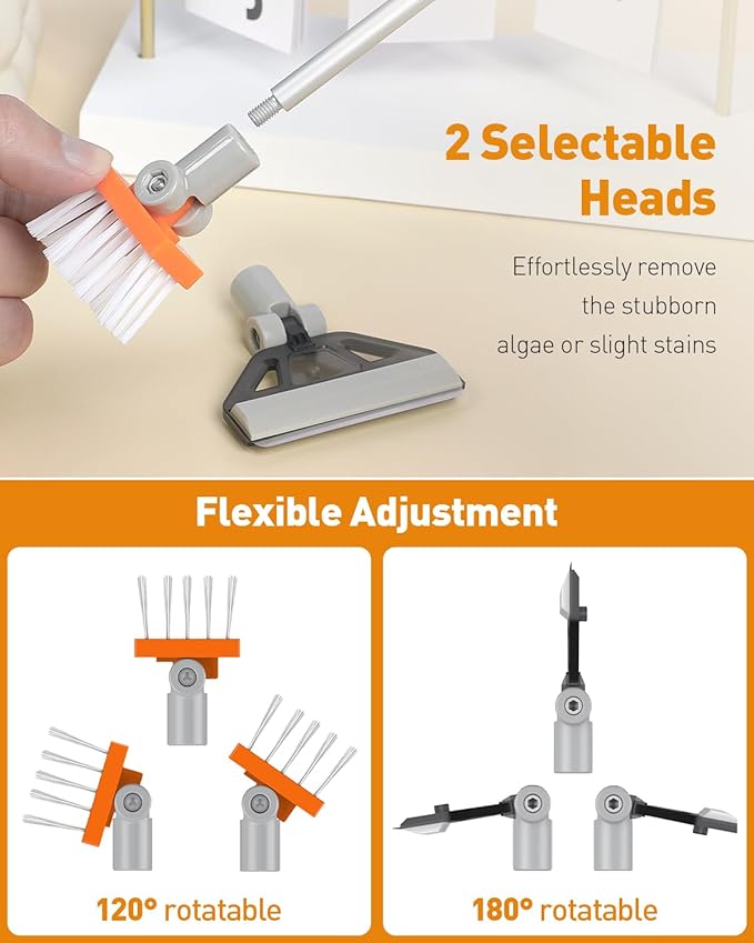 Pawfly Aquarium Algae Scraper Cleaner Fish Tank Brush with 5 Stainless Steel Blades, 26 Inch Aquarium Glass Scraper Aquarium Cleaning Tool Pawfly