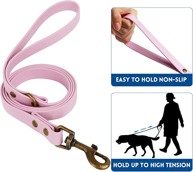 Wisedog Dog Collar and Leash Set Combo: Adjustable Durable Pet Collars with Dog Leashes for Small Medium Large Dogs,Includes One Bonus of Poop Bag Holder (S, Pale Pinkish Purple) WisedogPetSupplies