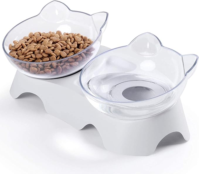 MILIFUN Cat Food Bowls Elevated Tilted, Anti Vomiting Orthopedic Kitty Bowls for Puppy and Bunny, Indoor Cats. - PAWPICO