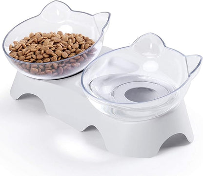 MILIFUN Cat Food Bowls Elevated Tilted, Anti Vomiting Orthopedic Kitty Bowls for Puppy and Bunny, Indoor Cats. - PAWPICO