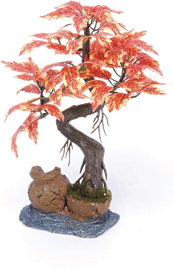 Penn-PLAX Deco-Replicas Bonsai Tree Aquarium Decoration – Orange – Safe for Freshwater and Saltwater Fish Tanks – 8” Height Penn-Plax