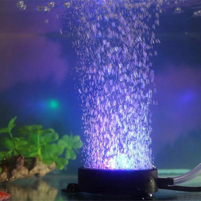 LED Aquarium Air Stones Fish Tank Bubbler Light Air Stone Diffuser Decor Lamp with Sucker Colorful Backgound Lighting (2.2inch Light Disk(No Remote)) JackSuperAquariumPetsFocus