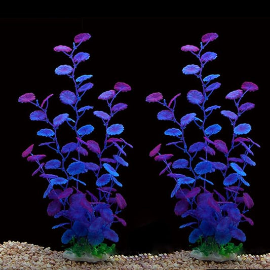 2Pcs Aquarium Decorations Artificial Plants for Fish Tank,12 inches,Safe for All Fish (AL68 Purple 2 Pcs) ALEGIAquarium