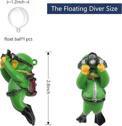 onesimcr Floating Fish Tank Decorations, Aquarium Decorations, Lovely Diver Fish Tank Decorations, Floating Device Fish Tank Accessories，Suitable for All Kinds of Fish Tanks(Dark Green)… onesimcr