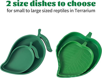 4Pack Terrarium Bowls Turtle Feeding Dishes Shallow and Flat Reptile Food and Water Feeder for Tortoise,Bearded Dragon,Lizards,Gecko,Cute Leaf and Mango Shaped SLSON