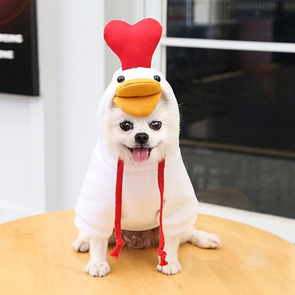 Warm Dog Winter Clothes Cute Fruit Dog Coat Hoodies Fleece Pet Dogs Costume Jacket for French Bulldog Chihuahua Ropa para Perro(4 White Duck,L) - PAWPICO