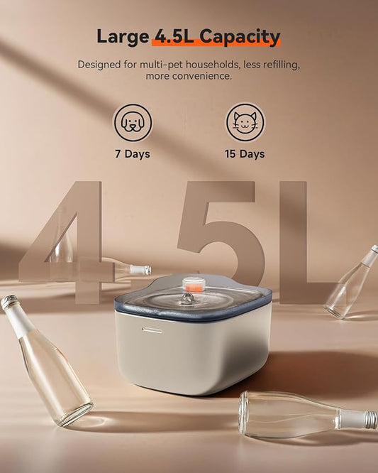 APETDOLA Cat Water Fountain, Battery Operated Cat Water Dispenser, 4.5L/158oz Stainless Steel Pet Water Fountains for Cats Indoor, Automatic Dog Water Bowl with Quiet Pump, Blue - PAWPICO