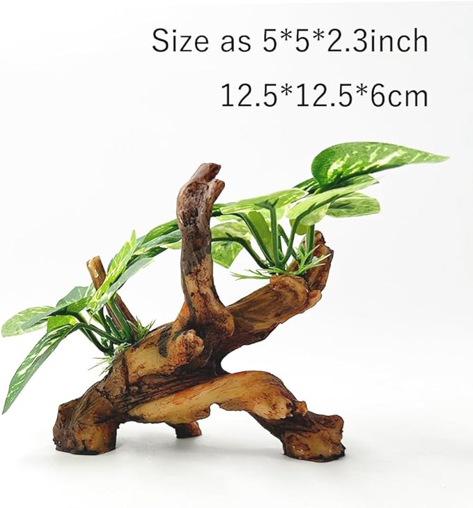 Smoothedo-Pets Fish Tank Decorations Aquarium Decor 5inch Ornaments Betta Leaf pad Hammock Artifical Driftwood Cave Goldfish Bowl Accessories (Type-J) EnvironmentFriendlyArtificialPlasticPlantAquariumDecoration