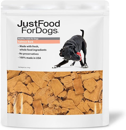JustFoodForDogs Limited-Ingredient Healthy Dog Treats, Salmon Bark, Made in The USA, 5 oz - PAWPICO