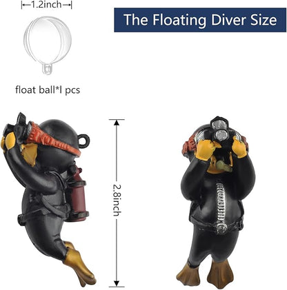 onesimcr Floating Fish Tank Decorations, Aquarium Decorations, Lovely Diver Fish Tank Decorations, Floating Device Fish Tank Accessories，Suitable for All Kinds of Fish Tanks(Black)… onesimcr
