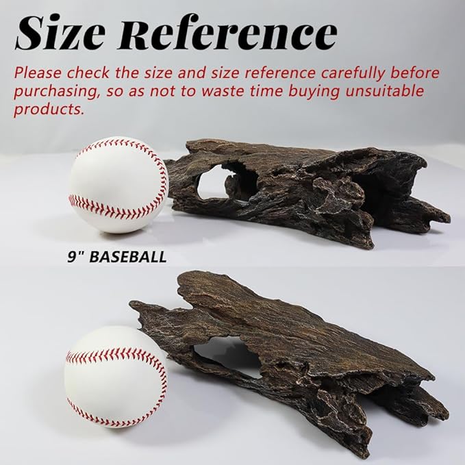 Fish Tank Decorations - Large Aquarium Decorations Air Bubbler Tree Fish House for Betta Hideout Caves Buddha Decor Temple Ruins Arched Betta Fish Accessories Reptile House Shelter Decor (Wood A-M) PTFJZ