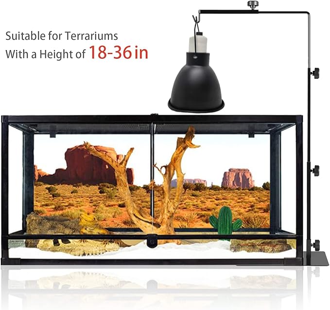 Reptile Metal Lamp Stand, Adjustable 24 to 38 in of The Basking Light Floor Holder Heat Lamp Bracket, Suitable for Snake Turtle Bearded Dragon Chameleon Habitat Terrarium Tank Accessories BOURDSERK