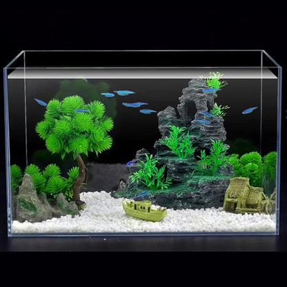 Aquarium Decoration Large and Tall for Fish Tank Rock Thematic Ornaments Aquarium Mountain View Stone Ornaments Aquarium Decor Tree House Cave Fish Tank Decorations - Large VMCN