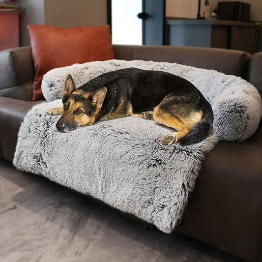 Tinaco Luxurious Calming Dogs/Cats Bed Mats, Washable Removable Couch Cover, Plush Long Fur Mat for Pets, Waterproof Lining, Perfect for Small, Medium and Large Dogs and Cats (Gradient Gray, XXL) - PAWPICO