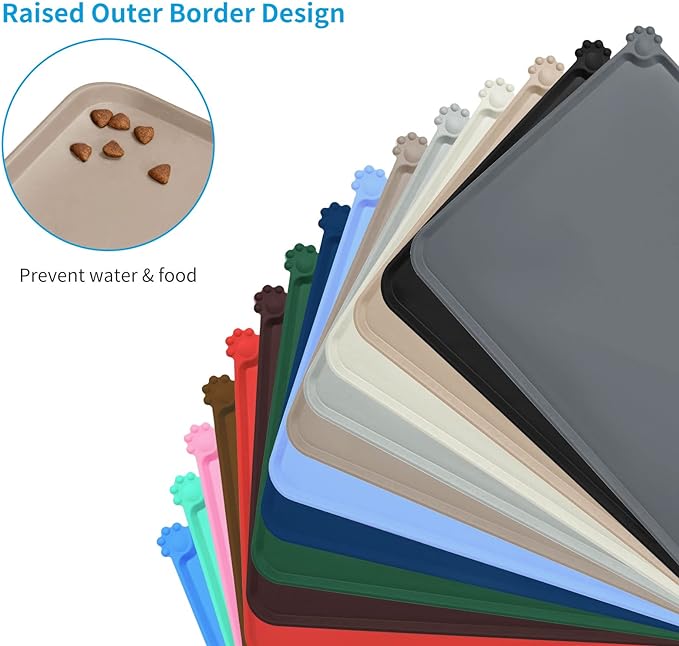 AUDWUD Silicone Waterproof Dog Cat Pet Feeding Mats,Anti Slip Pet Bowl Mats,Pet Feeding Mat - PAWPICO