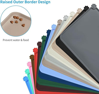 AUDWUD Silicone Waterproof Dog Cat Pet Feeding Mats,Anti Slip Pet Bowl Mats,Pet Feeding Mat, 24" x 16" - PAWPICO